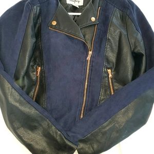 Retro Synthetic Suede & Leather Jacket